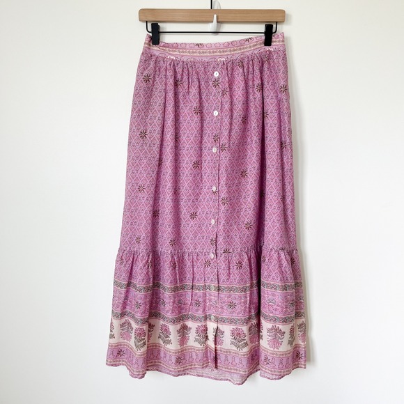 XiRENA Dresses & Skirts - NEW Xirena Taryn Cotton Silk Midi Skirt Pink Posey Womens Medium